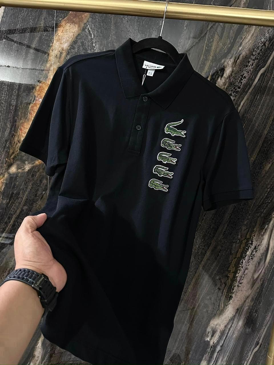 Lacoste – Polo Black Multi Croc (Caballero)